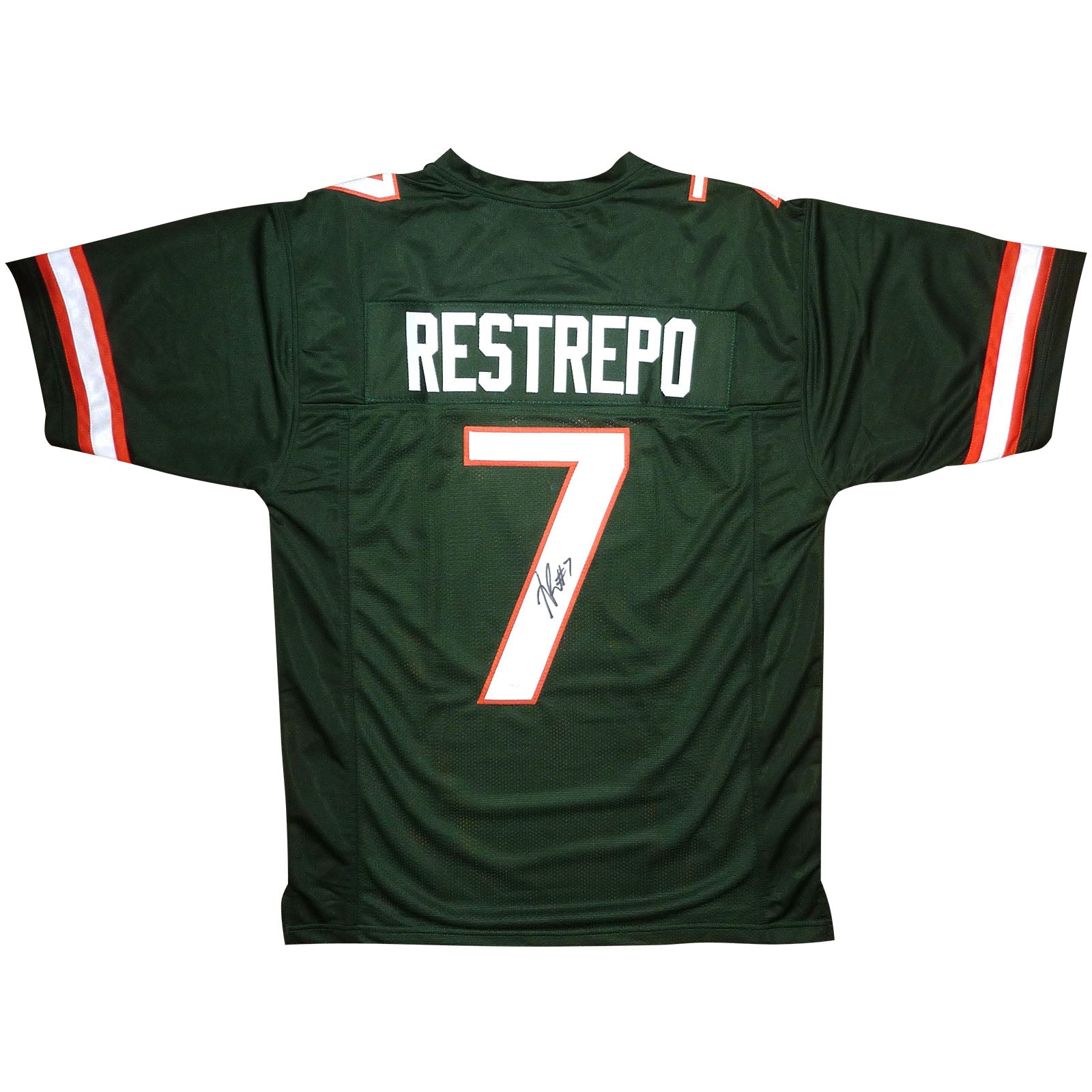 Autographed Xavier Restrepo Miami Hurricanes (Green #7) Custom Jersey - JSA-Powers Sports Memorabilia