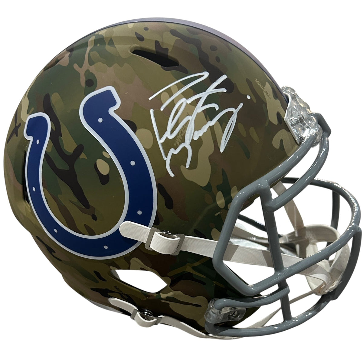 Autographed Peyton Manning Indianapolis Colts (CAMO Alternate) Deluxe Full-Size Replica Helmet - Fanatics-Powers Sports Memorabilia