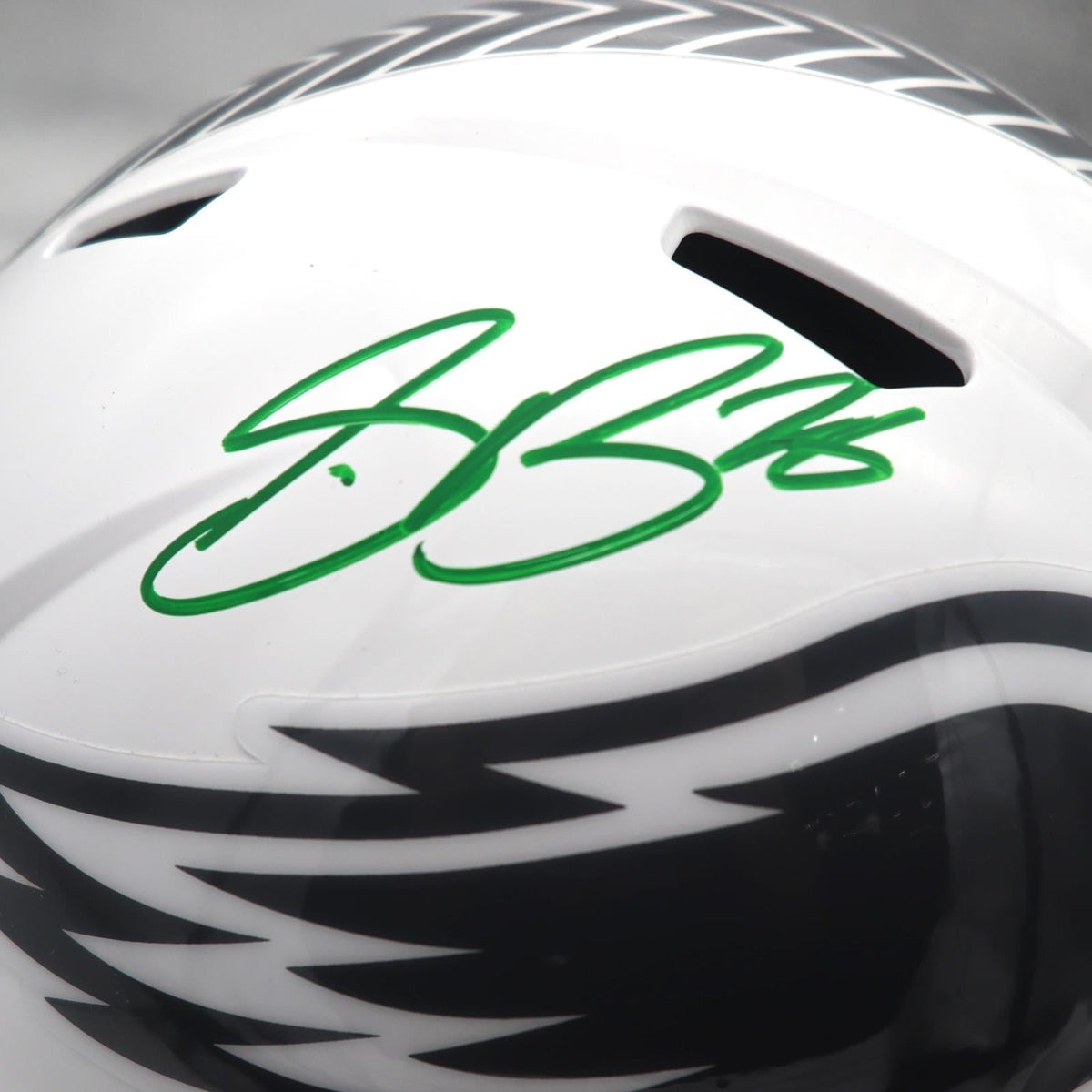 Autographed Saquon Barkley Philadelphia Eagles (Salute To Service STS3) Deluxe Full-Size Replica Helmet - Beckett-Powers Sports Memorabilia