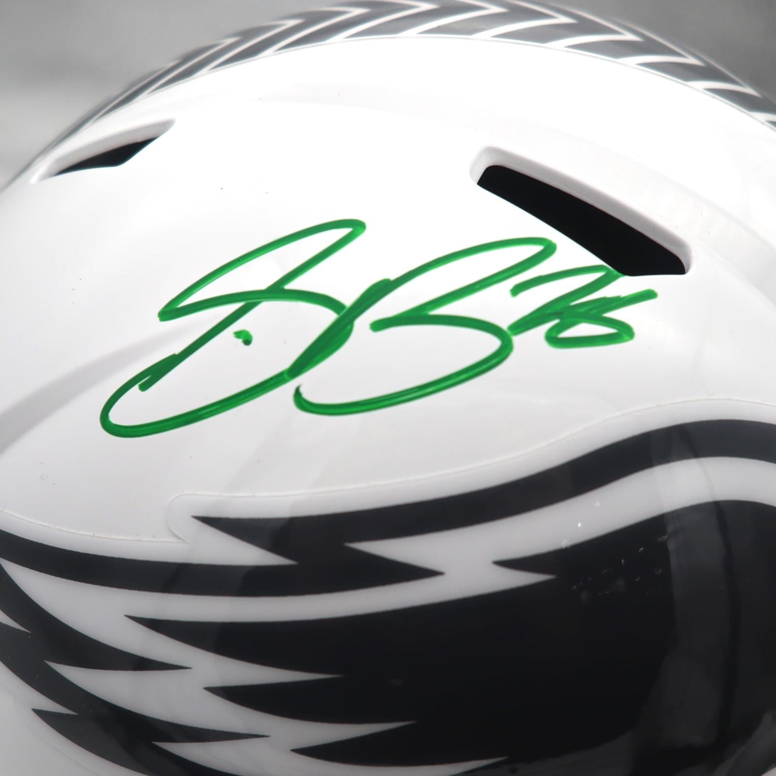Autographed Saquon Barkley Philadelphia Eagles (Salute To Service STS3) Deluxe Full-Size Replica Helmet - Beckett-Powers Sports Memorabilia