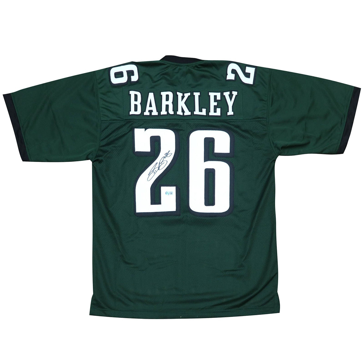 Autographed Saquon Barkley Philadelphia (Green #26) Custom Jersey - Beckett-Powers Sports Memorabilia