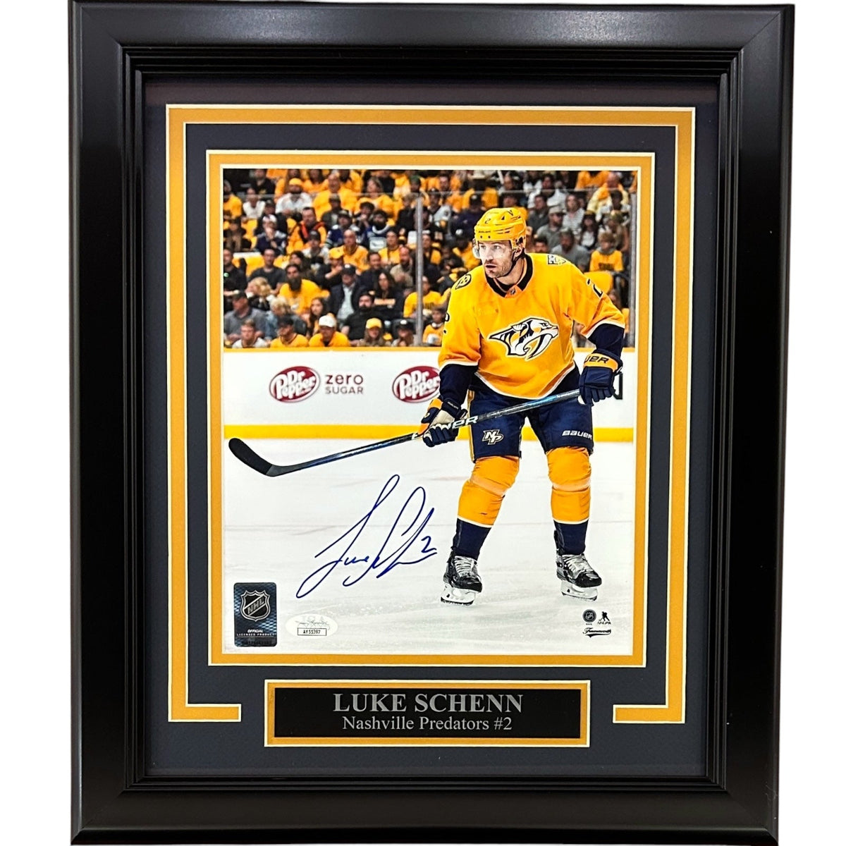 Autographed Luke Schenn Nashville Predators (Action) Deluxe Framed 8x10 Photo - JSA-Powers Sports Memorabilia