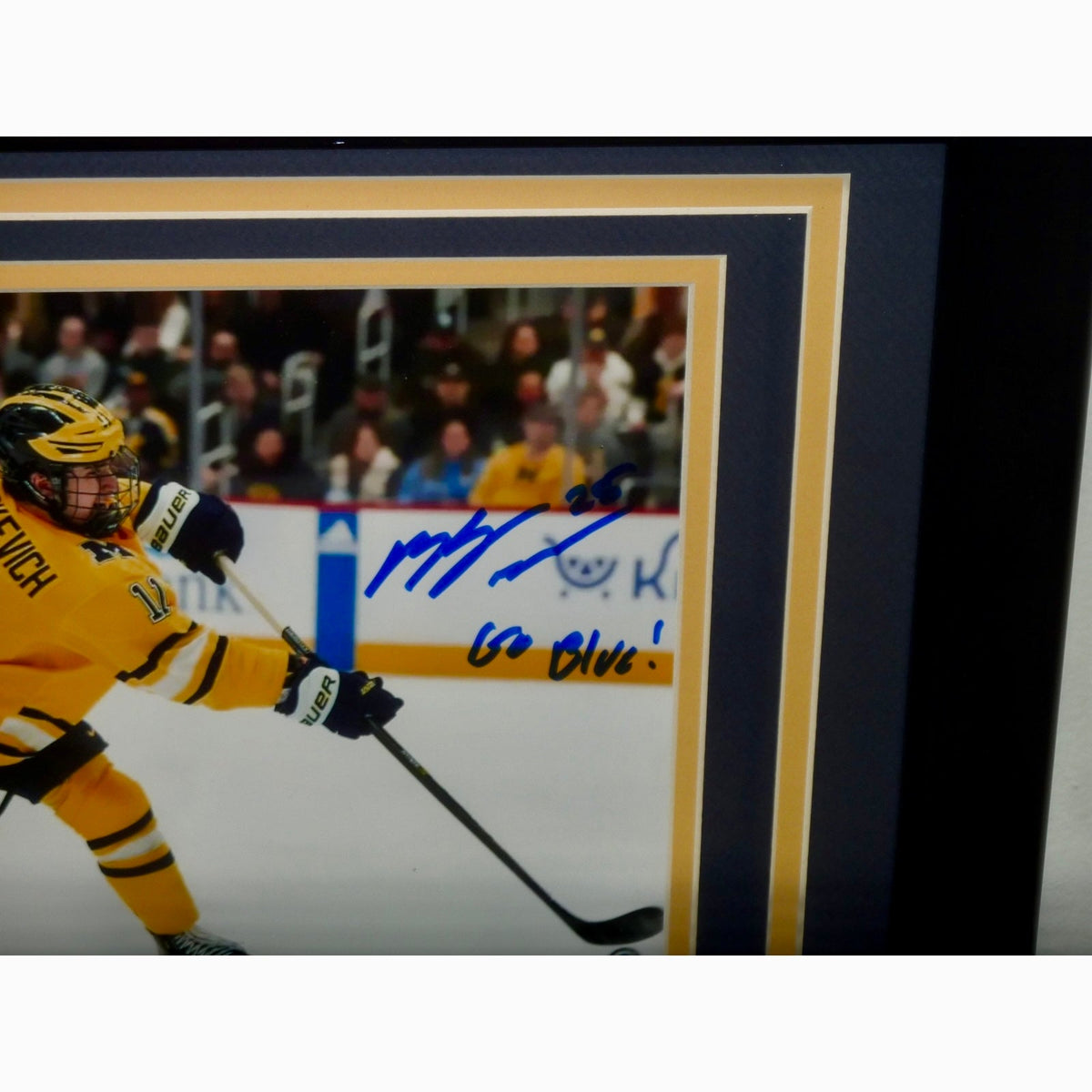 Autographed Mackie Samoskevich Michigan Wolverines Hockey Deluxe Framed 8x10 Photo-Powers Sports Memorabilia