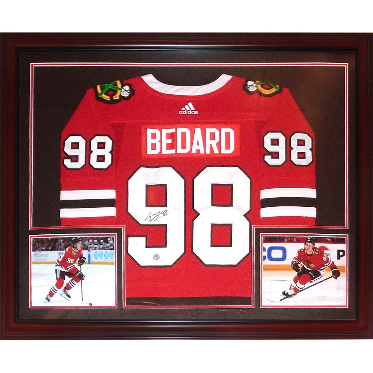Autographed Connor Bedard Chicago Blackhawks (Red #98) Adidas Deluxe Framed Jersey - JSA LOA-Powers Sports Memorabilia