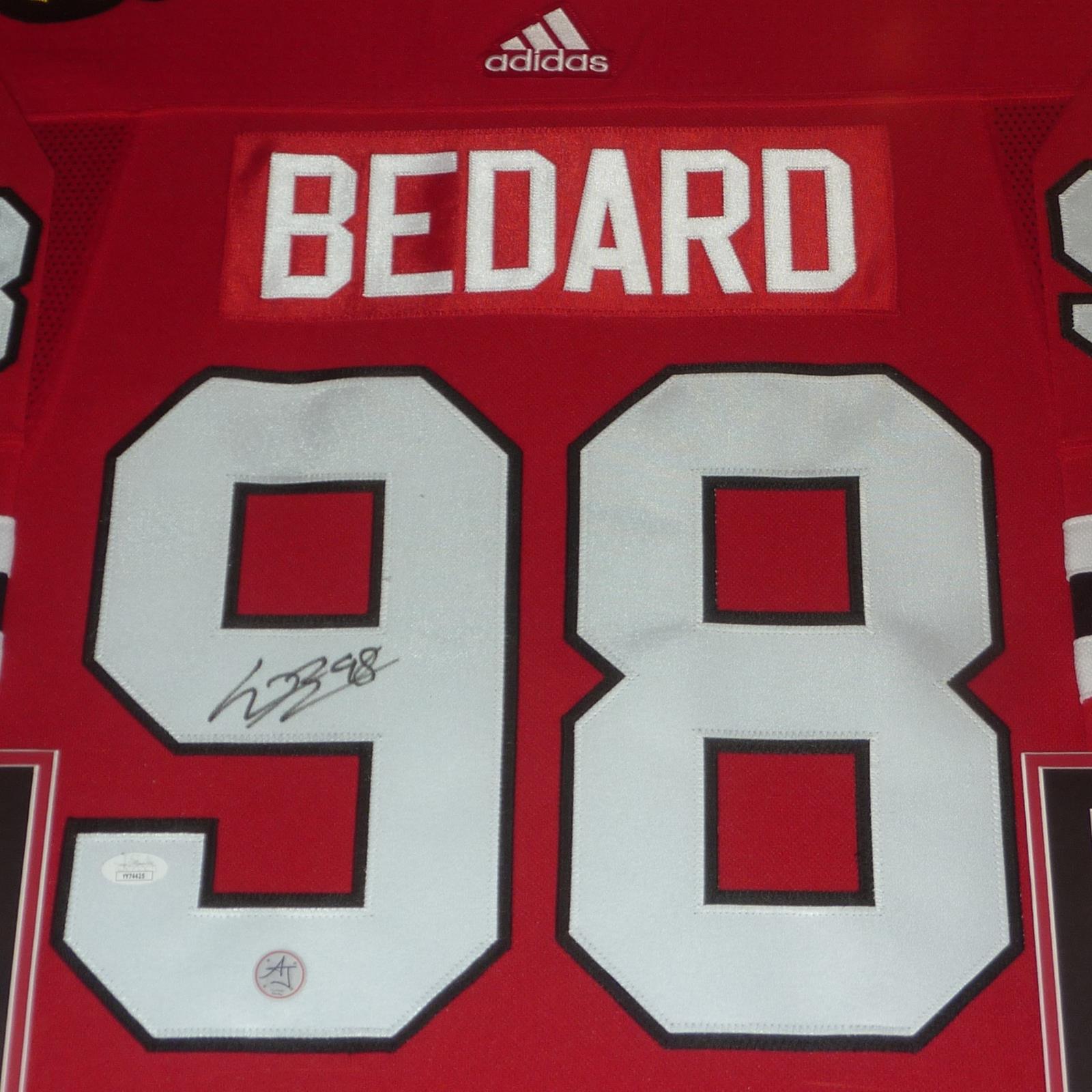 Autographed Connor Bedard Chicago Blackhawks (Red #98) Adidas Deluxe Framed Jersey - JSA LOA-Powers Sports Memorabilia