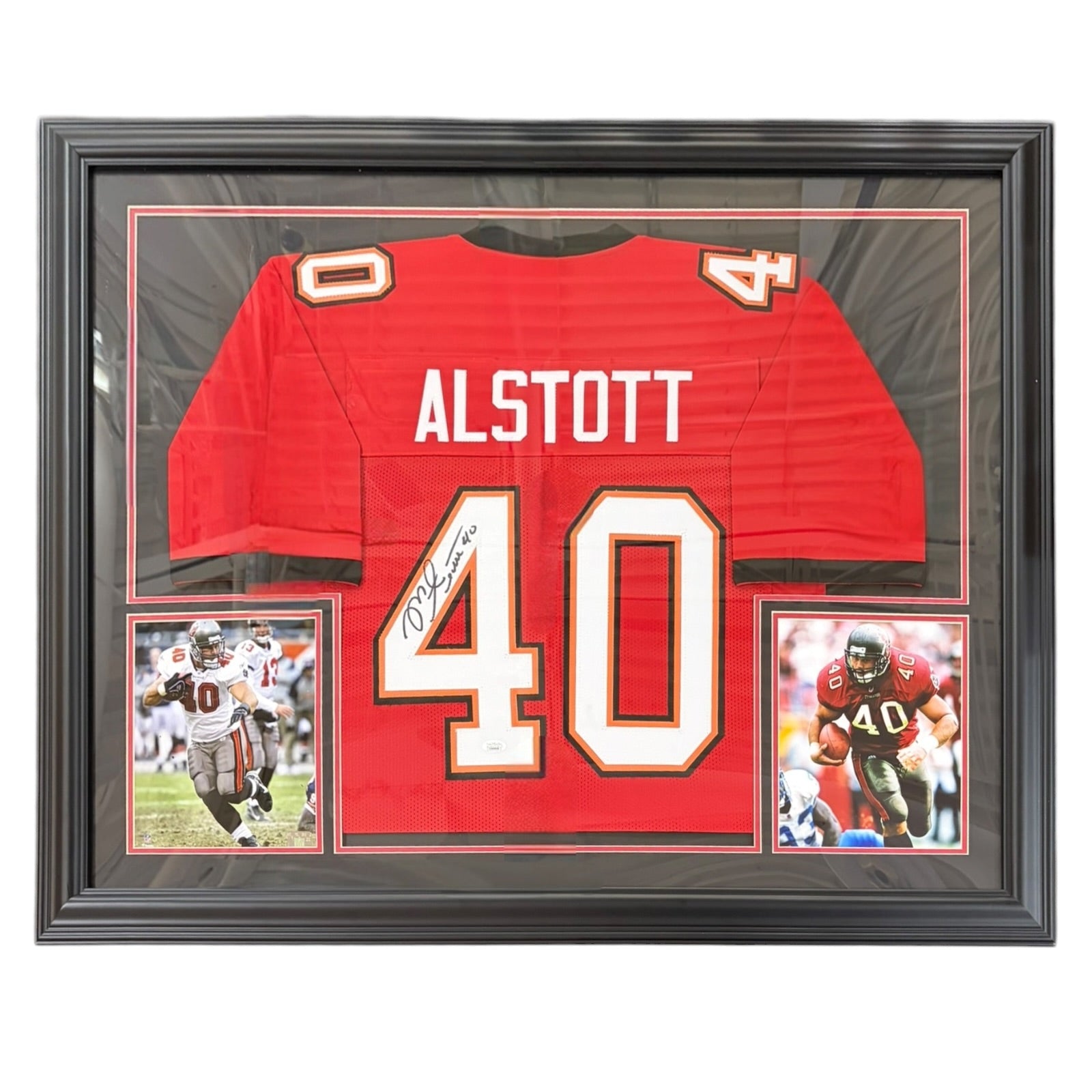 Autographed Mike Alstott Tampa Bay Buccaneers (Red #40) Deluxe Framed Jersey - JSA-Powers Sports Memorabilia