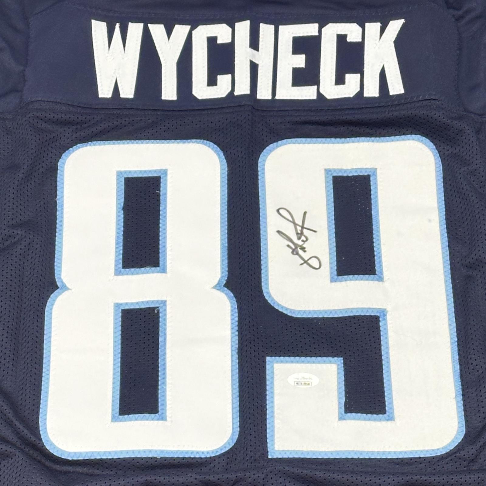 Autographed Frank Wycheck Tennessee (Navy Blue #89) Custom Jersey - JSA-Powers Sports Memorabilia