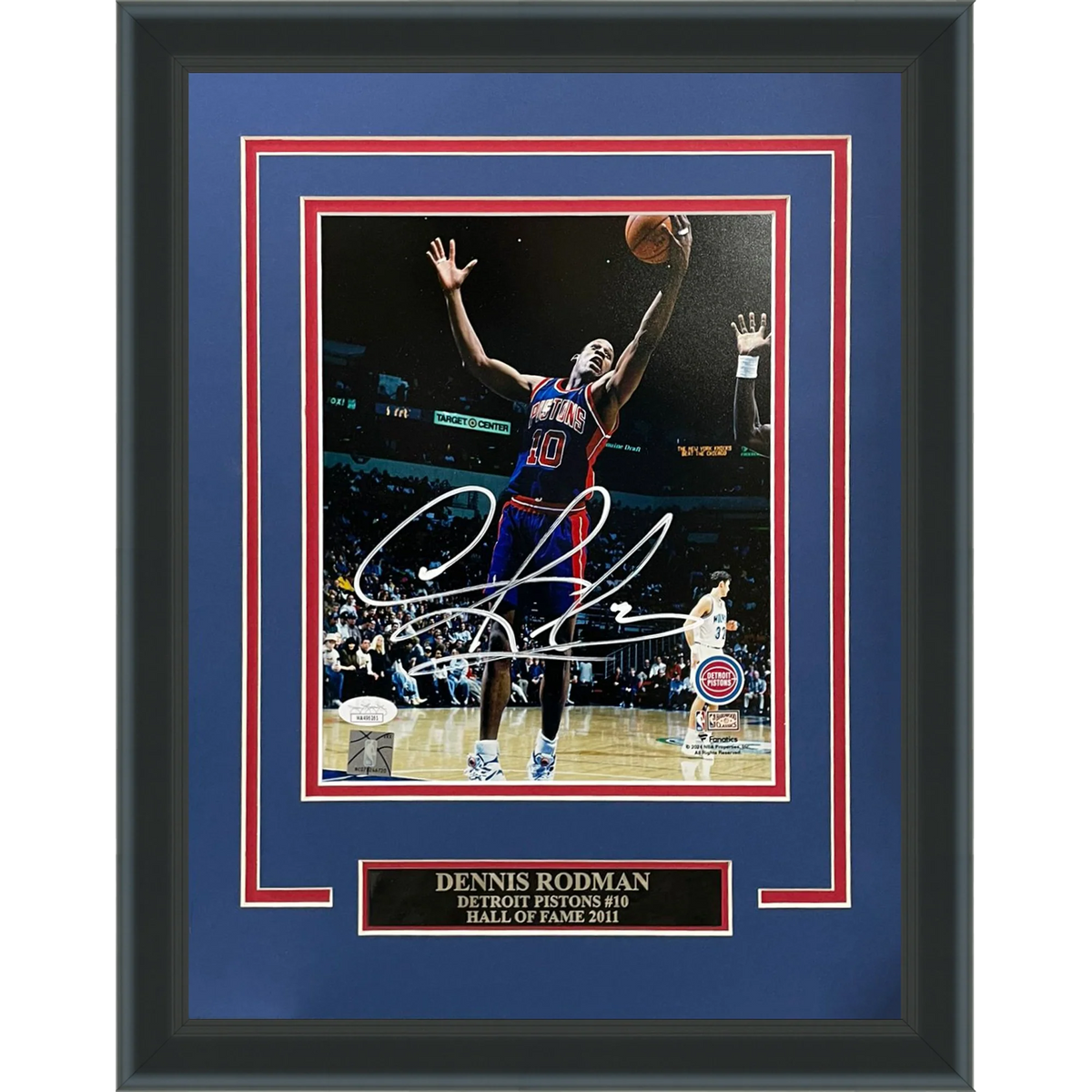 Autographed Dennis Rodman Detroit Pistons Deluxe Framed 8x10 Photo - JSA-Powers Sports Memorabilia