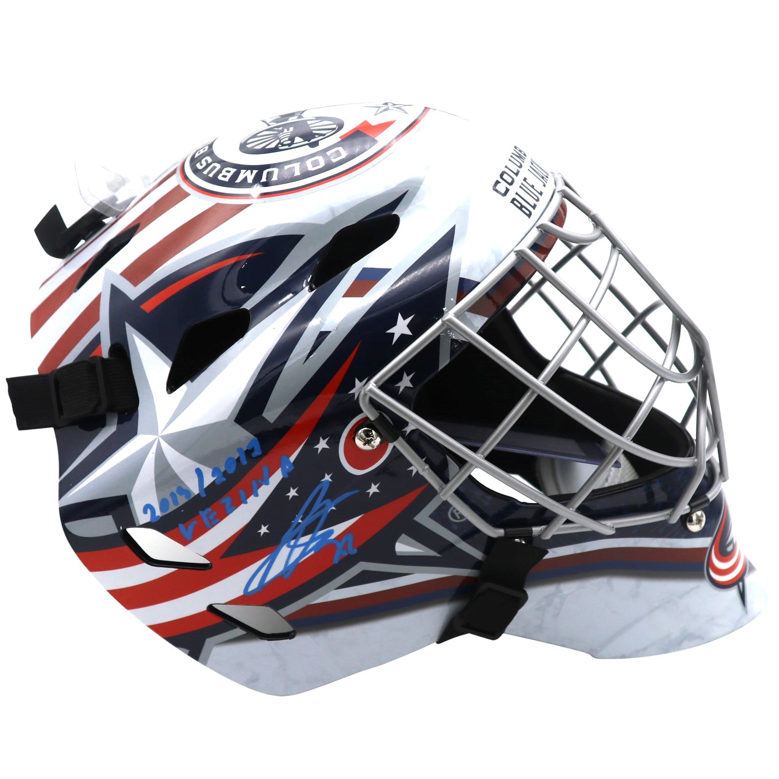Autographed Sergei Bobrovsky Columbus Blue Jackets Full-Size Goalie Mask w/ "2013 2017 Vezina Trophy" - JSA-Powers Sports Memorabilia
