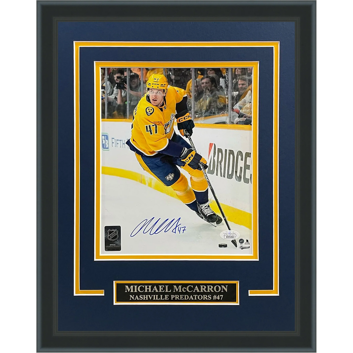 Autographed Michael McCarron Nashville Predators (Action) Deluxe Framed 8x10 Photo - JSA-Powers Sports Memorabilia