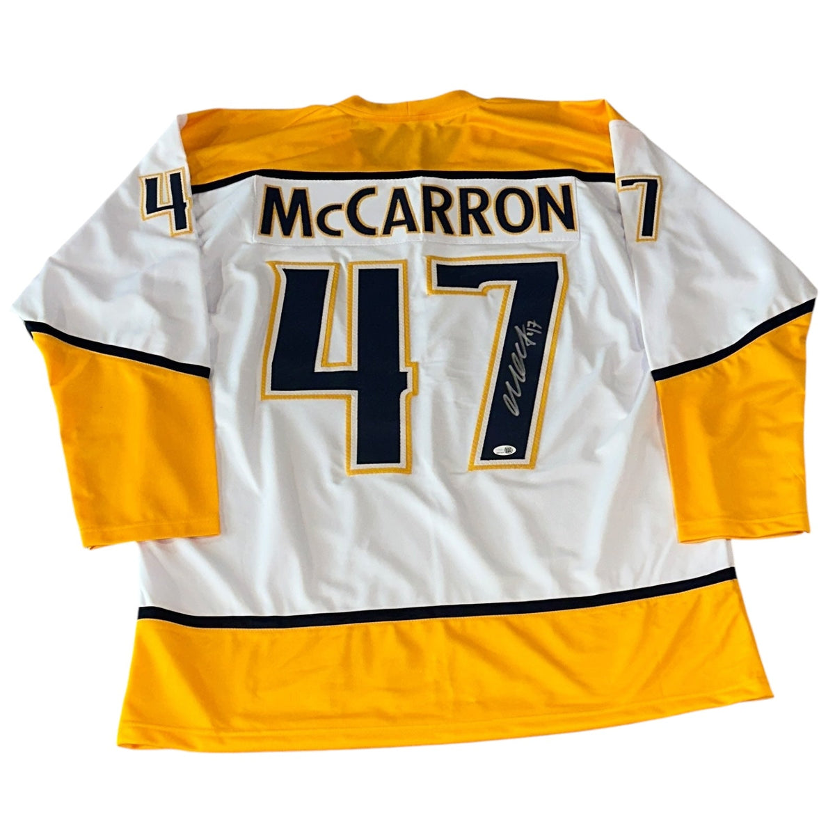 Autographed Michael McCarron Nashville (White #47) Custom Hockey Jersey - JSA-Powers Sports Memorabilia