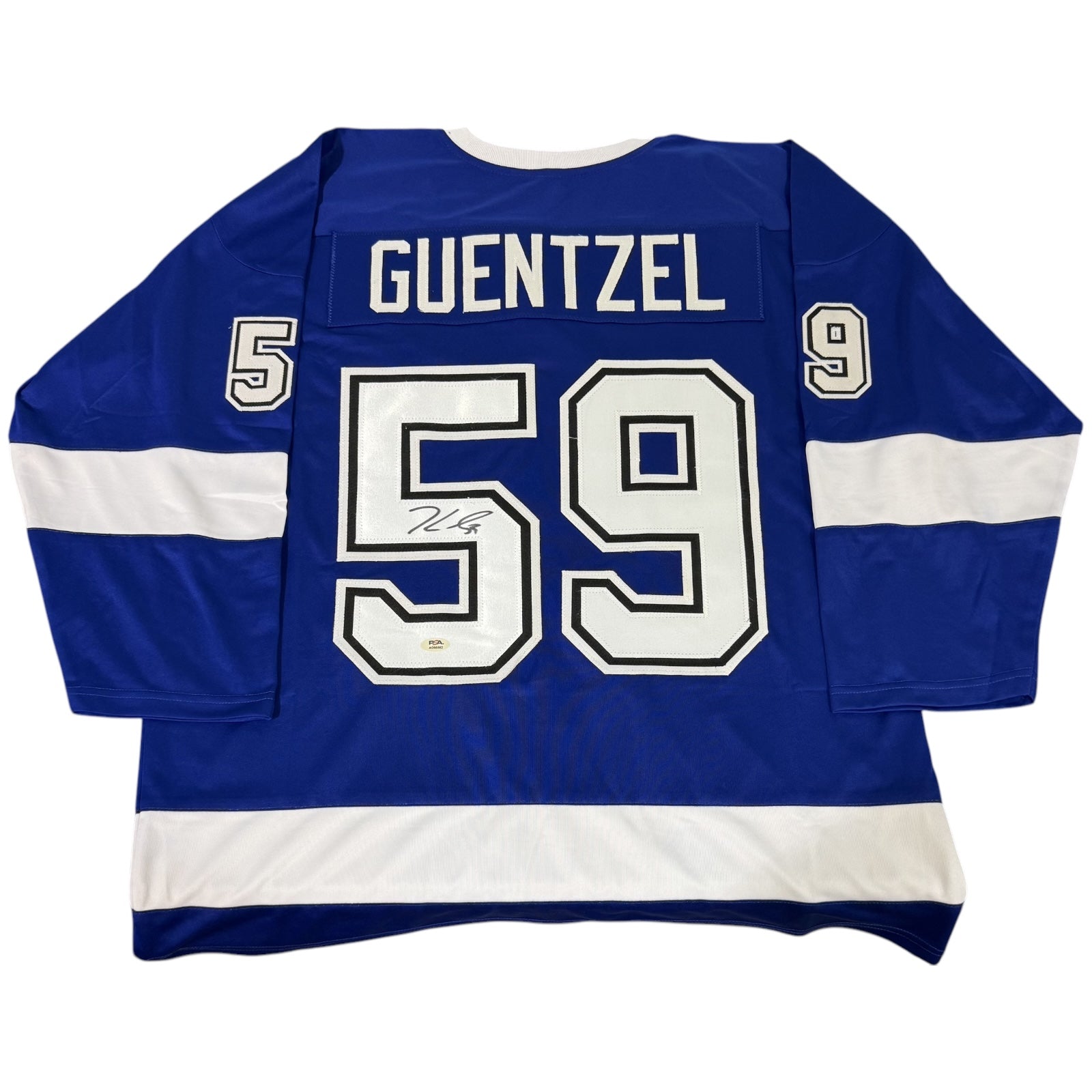 Autographed Jake Guentzel Tampa Bay (Blue #59) Custom Hockey Jersey - PSA-Powers Sports Memorabilia