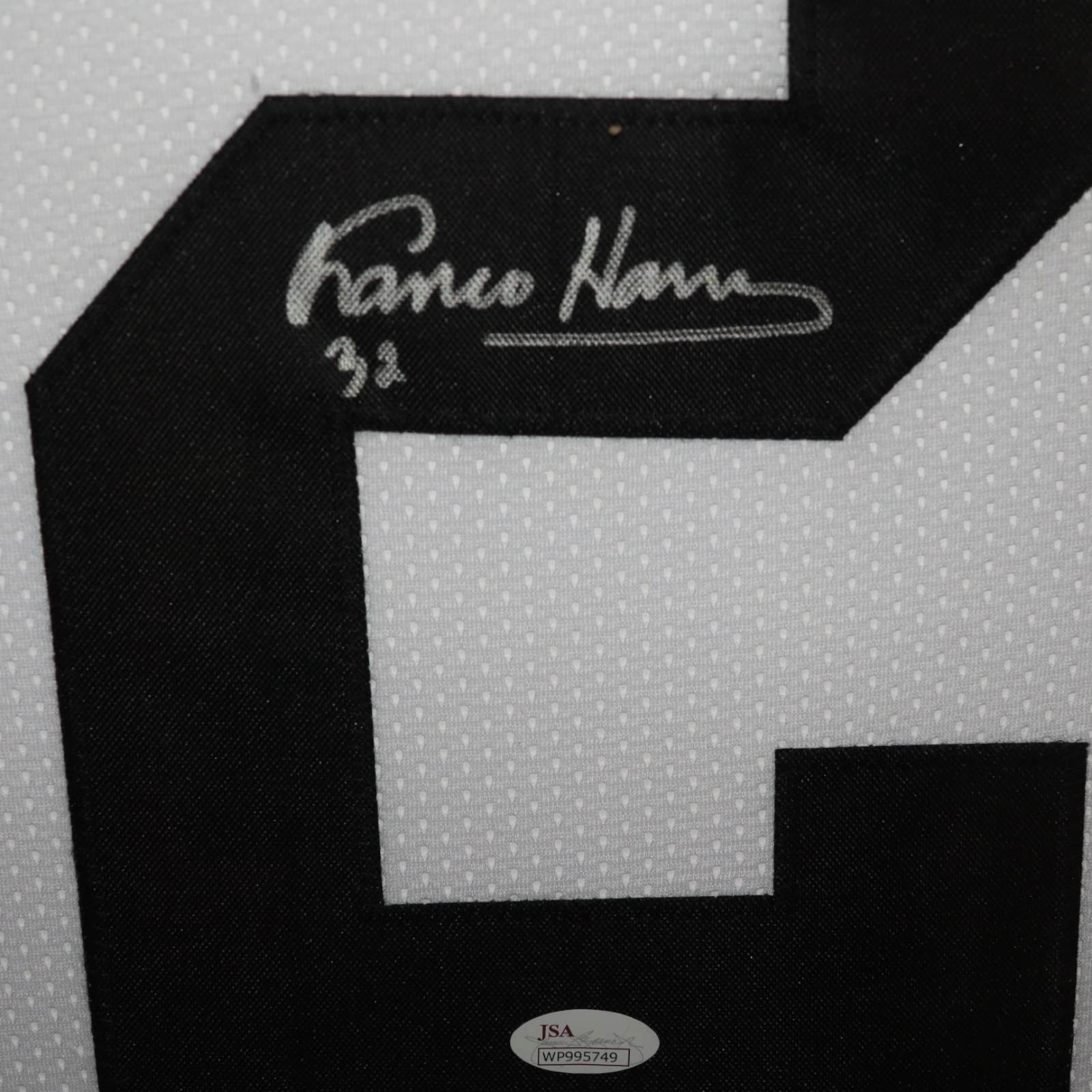 Autographed Franco Harris Pittsburgh (White #32) Deluxe Framed Jersey - JSA-Powers Sports Memorabilia