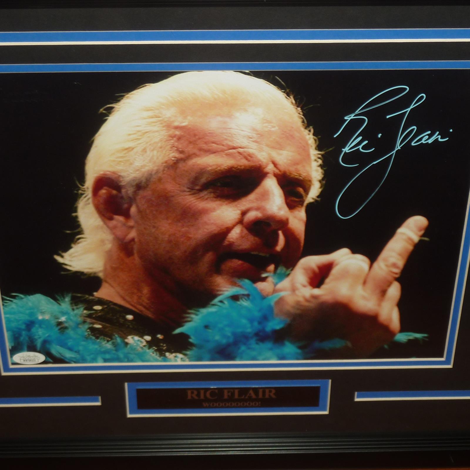 Autographed Ric Flair WWF Wrestling (Middle Finger) Deluxe Framed 11x14 Photo - JSA-Powers Sports Memorabilia
