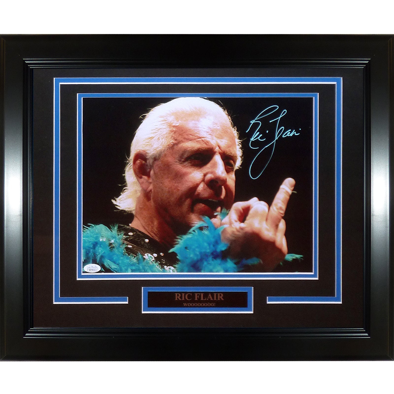 Autographed Ric Flair WWF Wrestling (Middle Finger) Deluxe Framed 11x14 Photo - JSA-Powers Sports Memorabilia