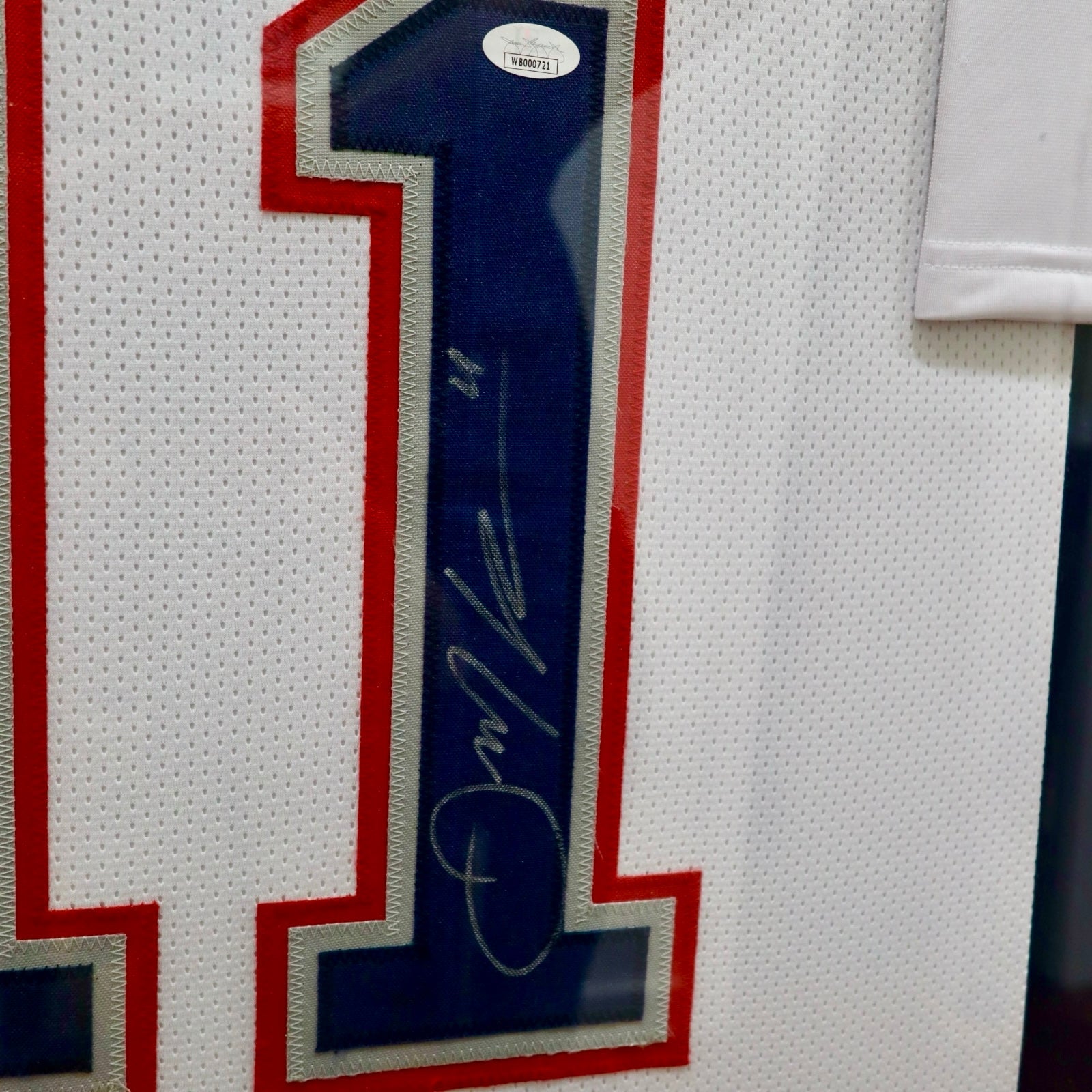 Autographed Julian Edelman New England Patriots (White #11) Framed Jersey - JSA-Powers Sports Memorabilia