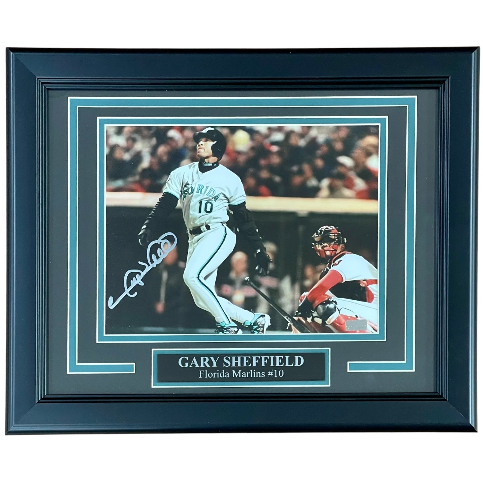 Autographed Gary Sheffield Florida Marlins Deluxe Framed 8x10 Photo-Powers Sports Memorabilia