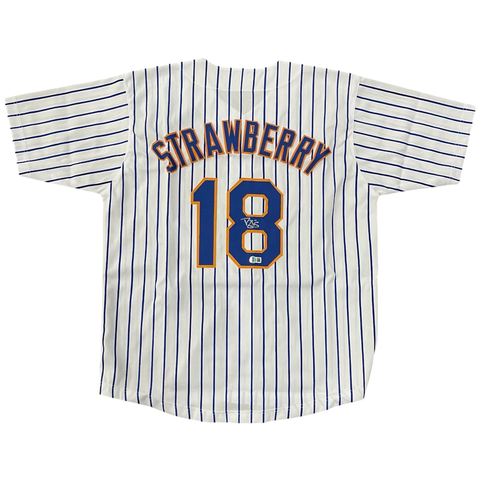 Autographed Darryl Strawberry New York Mets (Pinstripe #18) Custom Jersey - Beckett-Powers Sports Memorabilia