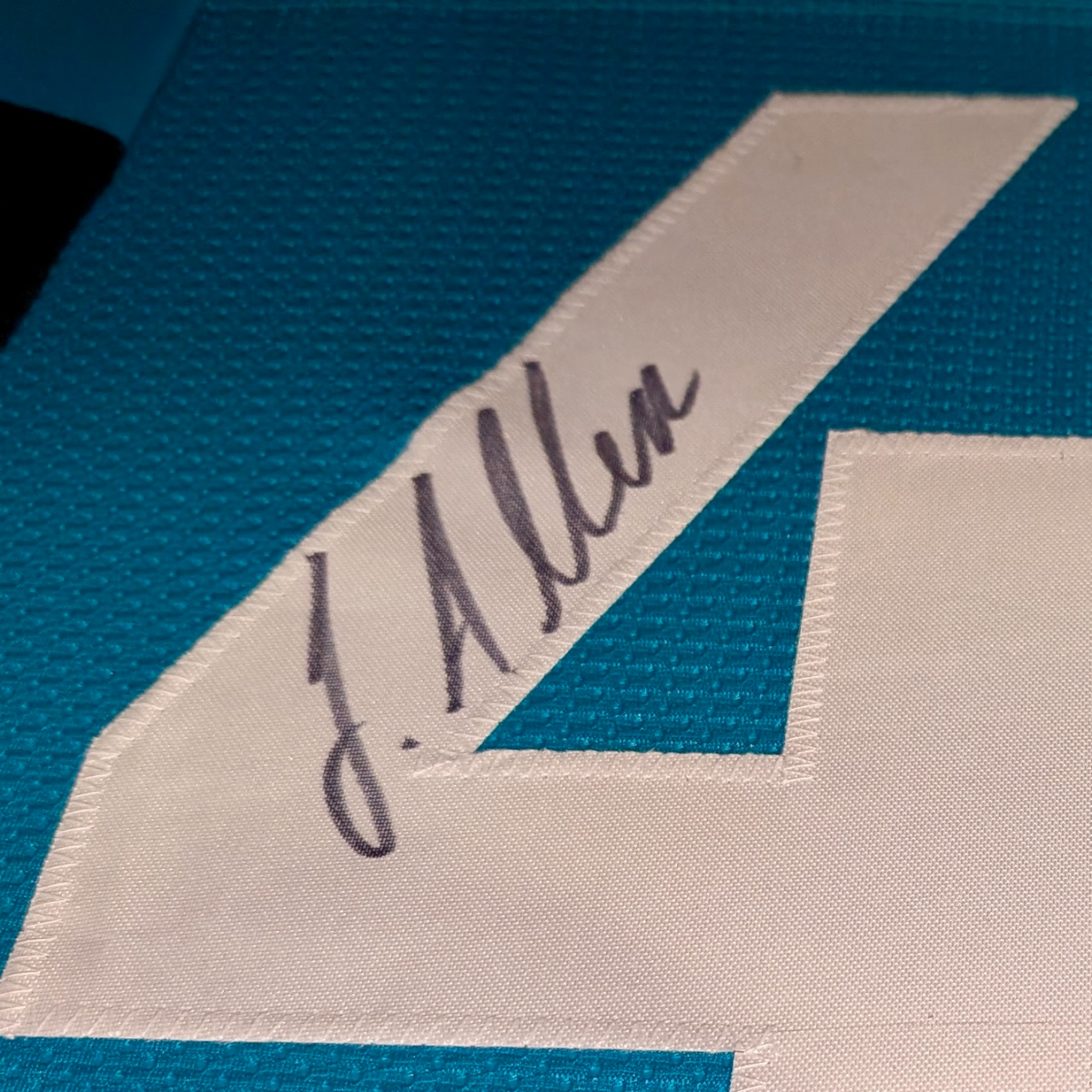 Autographed Josh Hines-Allen Jacksonville Jaguars (Teal #41) Framed Jersey - JSA-Powers Sports Memorabilia