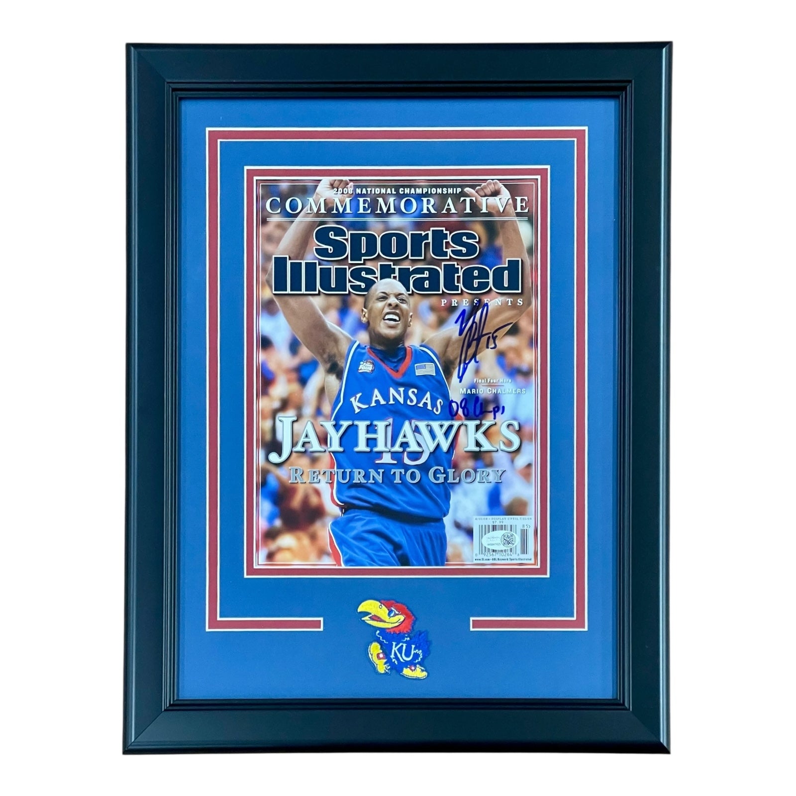 Autographed Mario Chalmers Kansas Jayhawks Deluxe Framed Commemorative Sports Illustrated - JSA-Powers Sports Memorabilia
