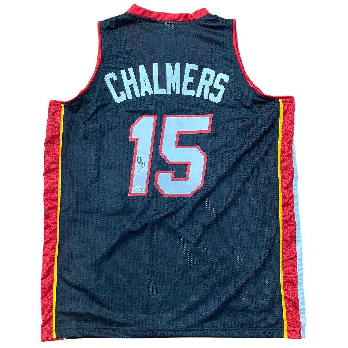 Autographed Mario Chalmers Miami (Black #15) Custom Jersey - JSA-Powers Sports Memorabilia