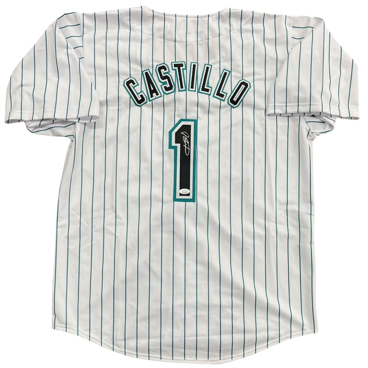 Autographed Luis Castillo Florida Marlins (Pinstripe #1) Custom Jersey - JSA-Powers Sports Memorabilia