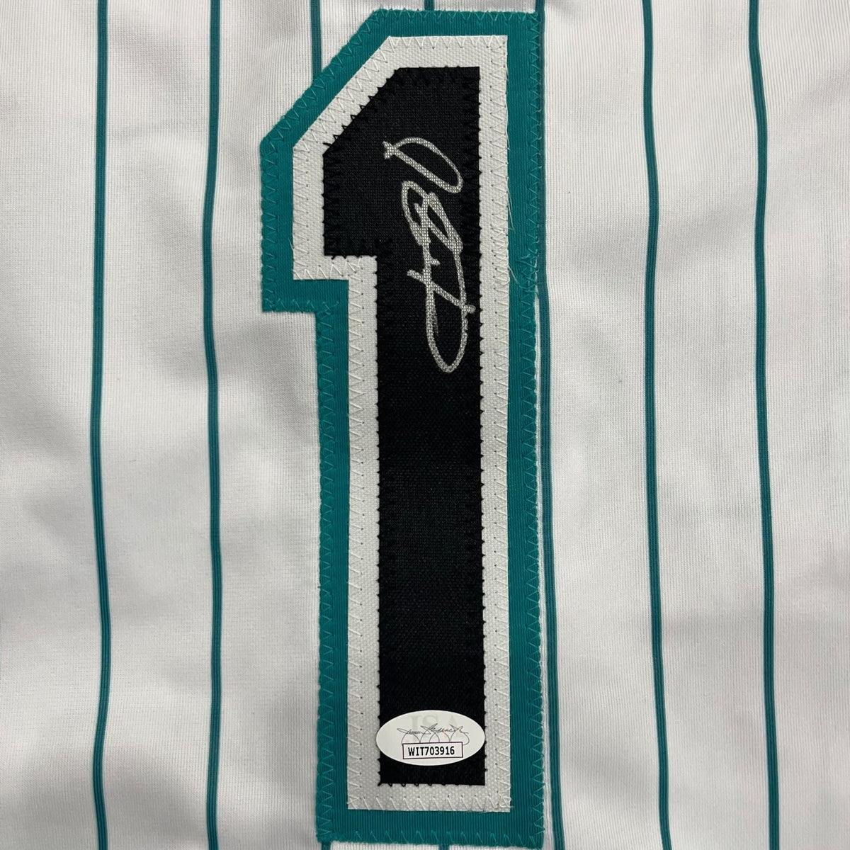 Autographed Luis Castillo Florida Marlins (Pinstripe #1) Custom Jersey - JSA-Powers Sports Memorabilia