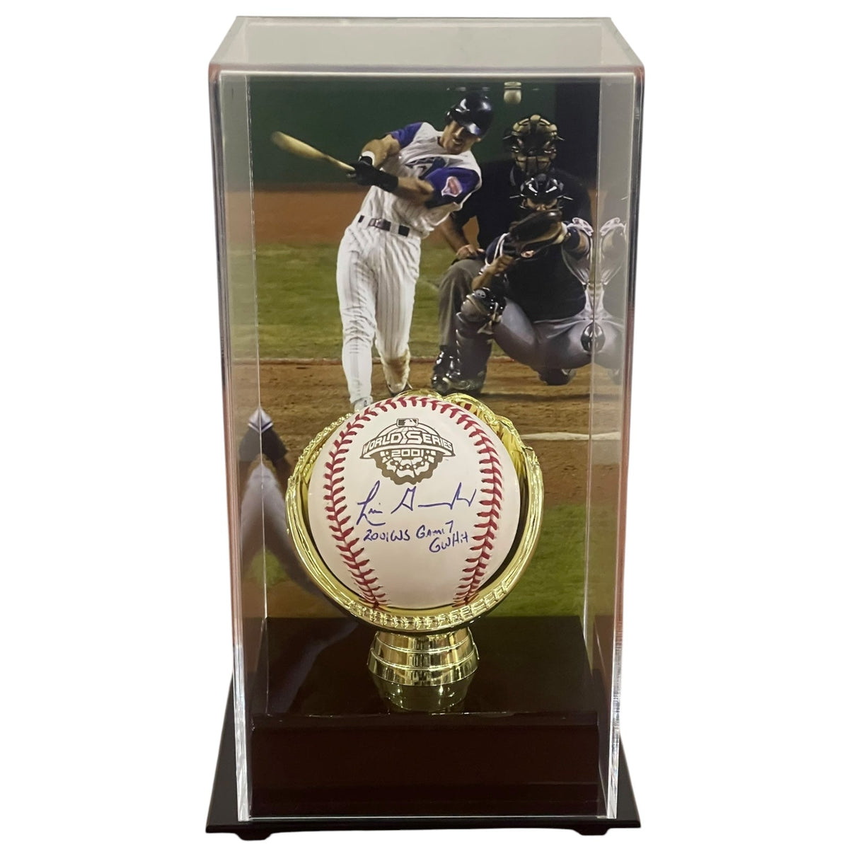 Autographed Luis Gonzalez 2001 World Series Logo Baseball w/ Inscription in Deluxe Case - JSA-Powers Sports Memorabilia