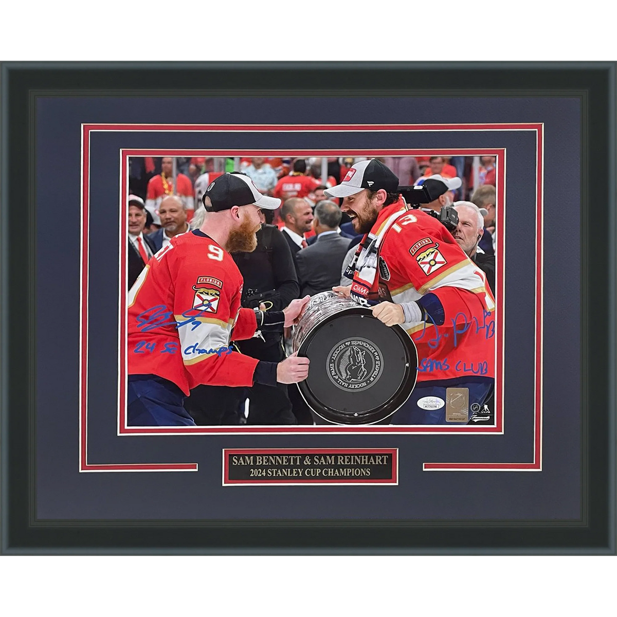 Autographed Sam Bennett And Sam Reinhart Florida Panthers (Stanley Cup Trophy) Deluxe Framed 11x14 Photo w/ 2 Inscriptions - JSA-Powers Sports Memorabilia
