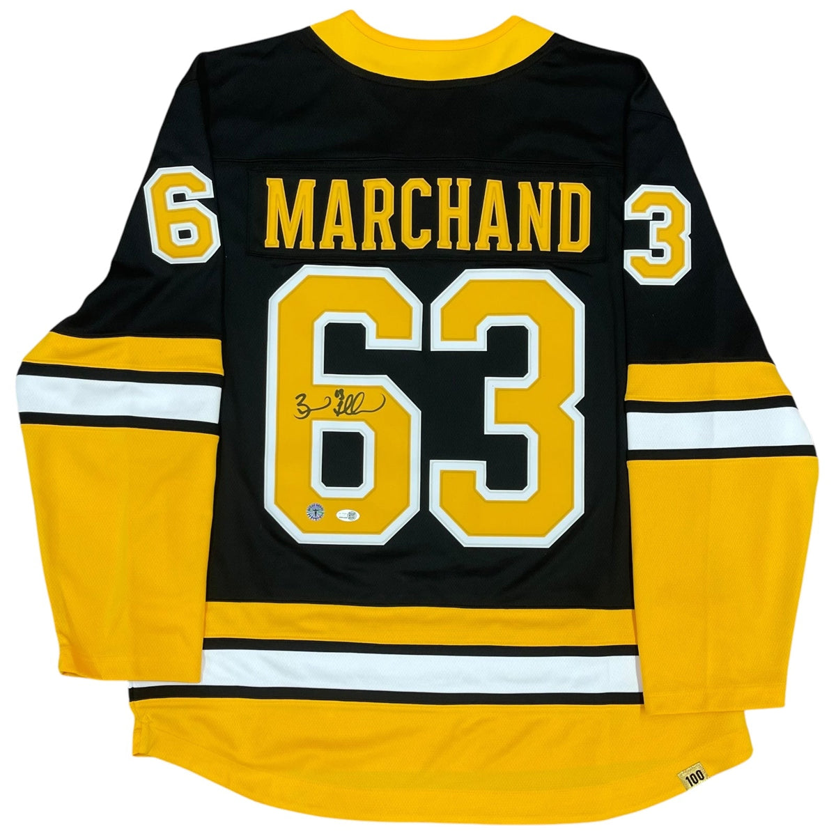 Autographed Brad Marchand Boston Bruins (Black #63) Authentic Premier 100th Anniversary Jersey - JSA-Powers Sports Memorabilia