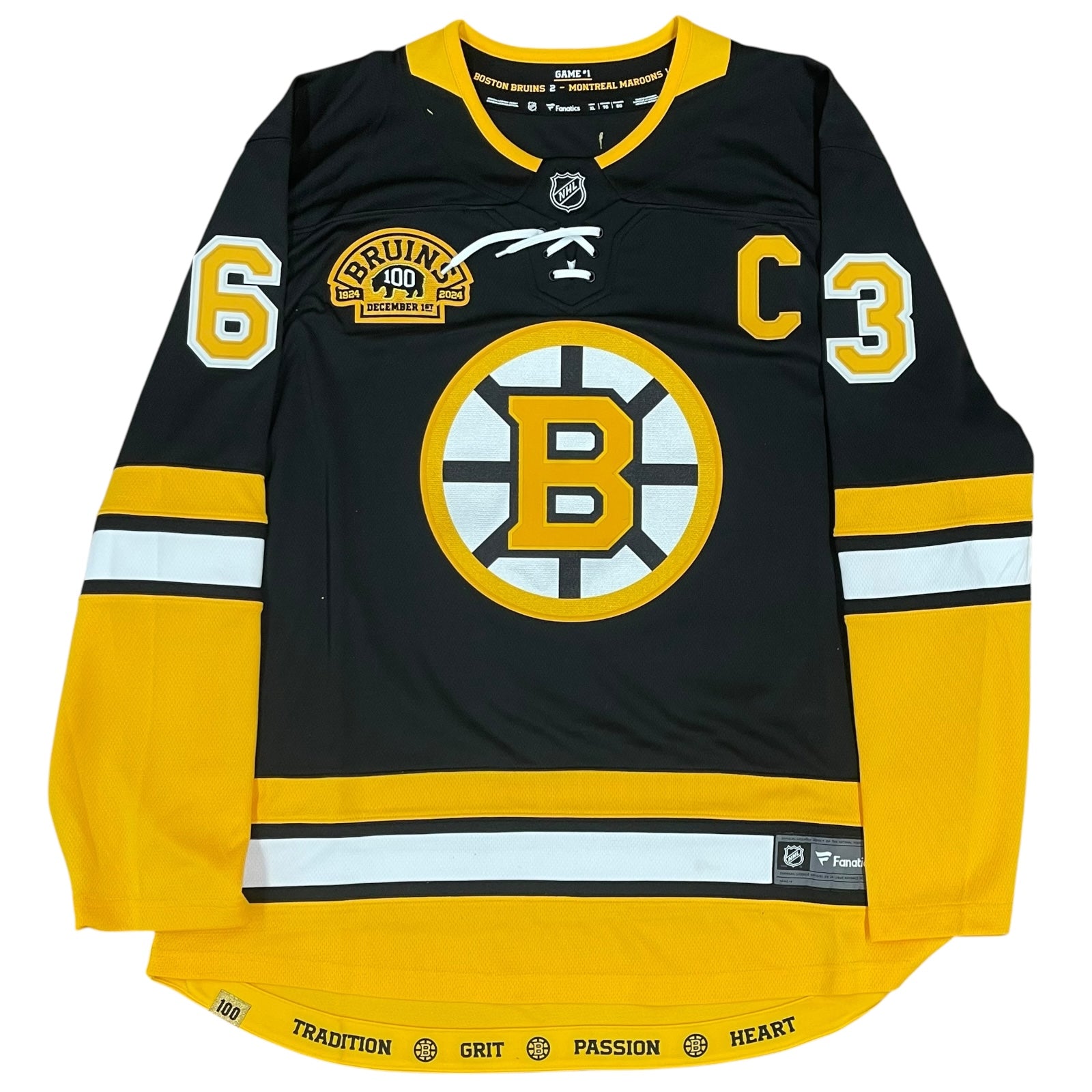Autographed Brad Marchand Boston Bruins (Black #63) Authentic Premier 100th Anniversary Jersey - JSA-Powers Sports Memorabilia