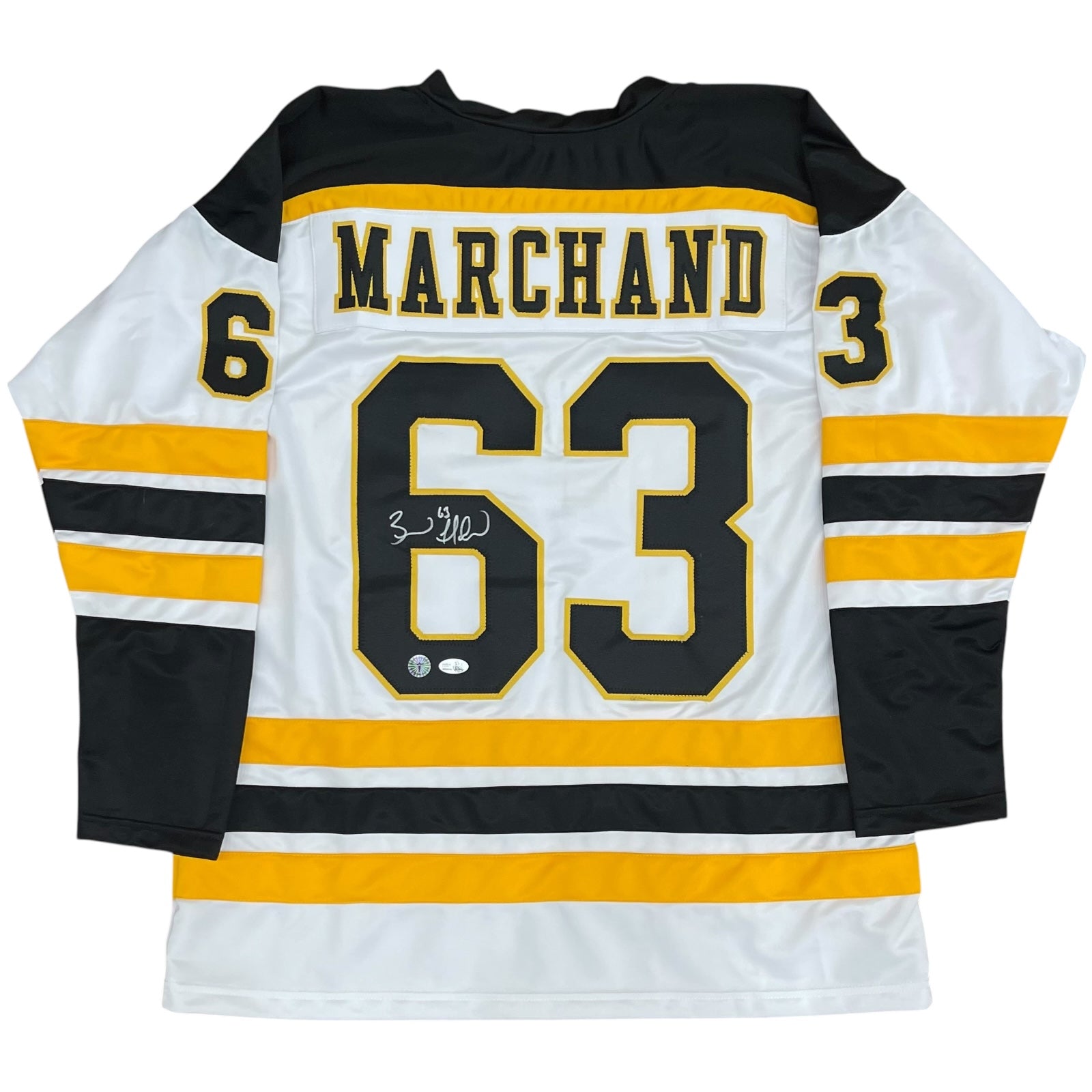 Autographed Brad Marchand Boston (White #63) Custom Jersey - JSA-Powers Sports Memorabilia
