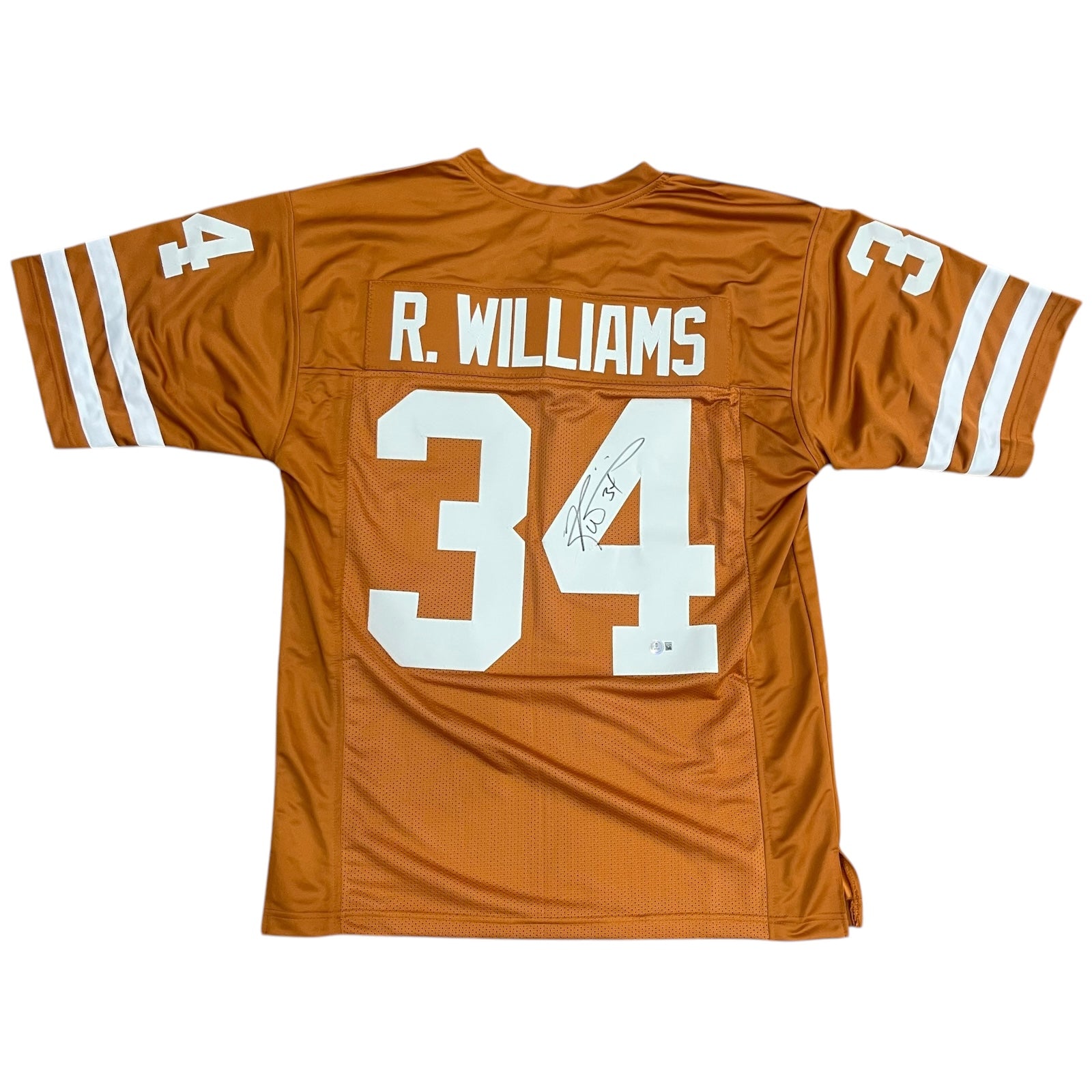 Autographed Ricky Williams Texas Longhorns (Orange #34) Custom Jersey - Beckett-Powers Sports Memorabilia
