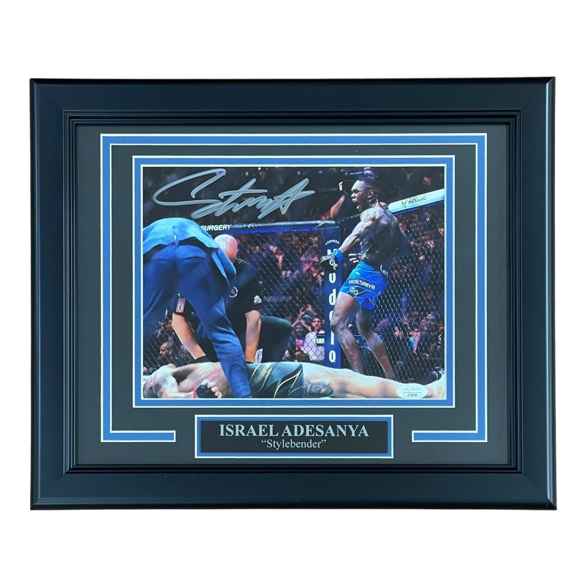 Autographed Israel Adesanya UFC (vs Pereira) Deluxe Framed 8x10 Photo - JSA-Powers Sports Memorabilia