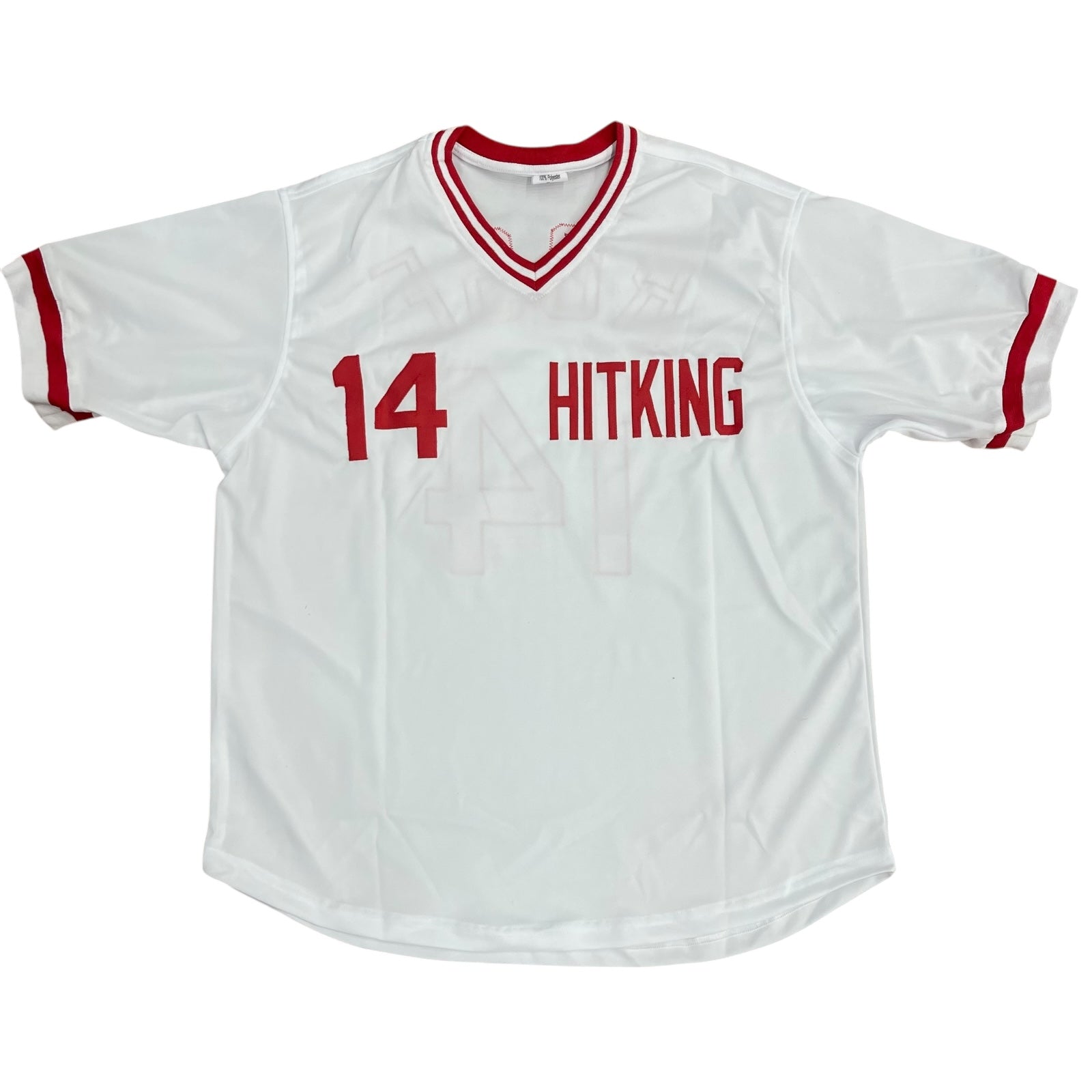 Autographed Pete Rose Cincinnati "Hit King" (White #14) Custom Jersey - Black Signature - JSA-Powers Sports Memorabilia