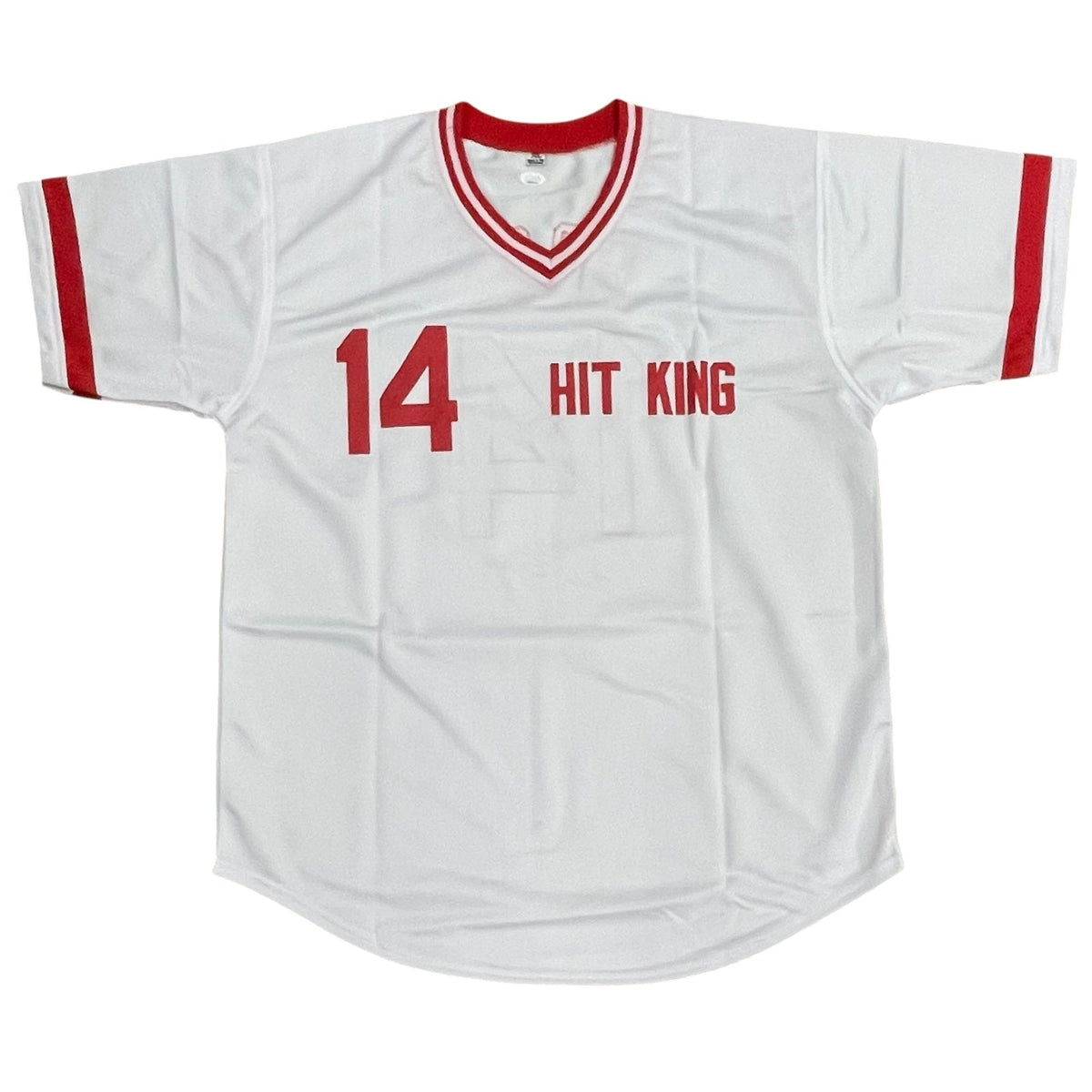 Autographed Pete Rose Cincinnati (White #14) Custom Jersey - Under Number - JSA-Powers Sports Memorabilia