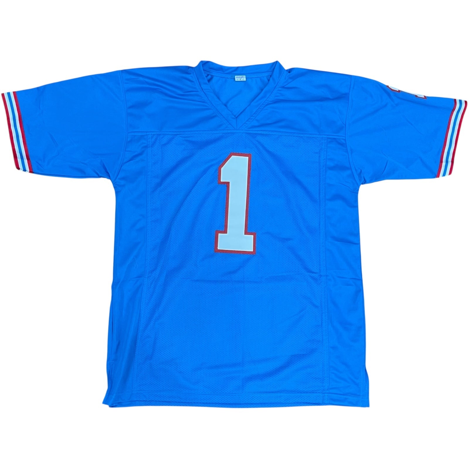 Autographed Cameron Cam Ward Tennessee (Houston Throwback Baby Blue #1) Custom Jersey - JSA-Powers Sports Memorabilia