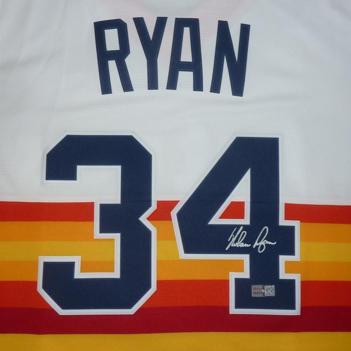 Autographed Nolan Ryan Houston Astros (Rainbow Throwback) Majestic Jersey - TriStar-Powers Sports Memorabilia