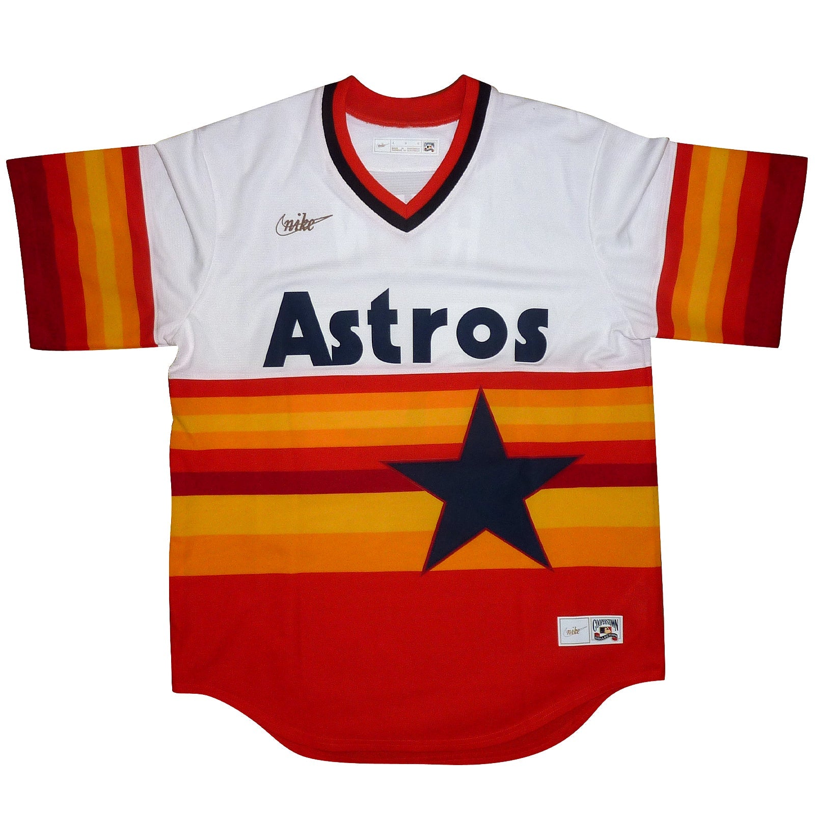 Autographed Nolan Ryan Houston Astros (Rainbow Throwback) Majestic Jersey - TriStar-Powers Sports Memorabilia