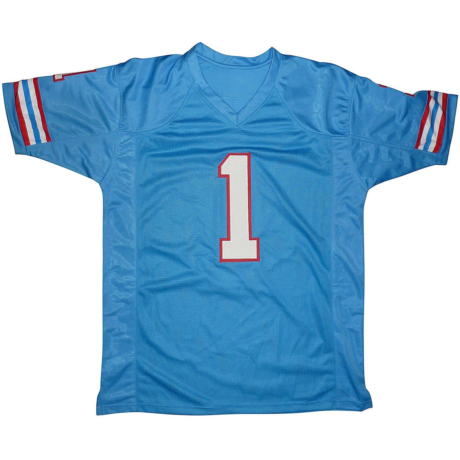 Autographed Warren Moon Houston Oilers (Baby Blue #1) Custom Jersey - Beckett-Powers Sports Memorabilia