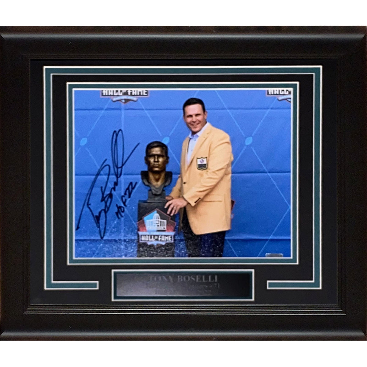 Autographed Tony Boselli Jacksonville Jaguars (HOF Bust) Deluxe Framed 11x14 Photo w/ "HOF 22"-Powers Sports Memorabilia