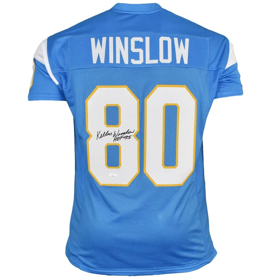 Autographed Kellen Winslow Sr San Diego (Powder Blue #80) Custom Jersey w/ HOF 95 - JSA-Powers Sports Memorabilia