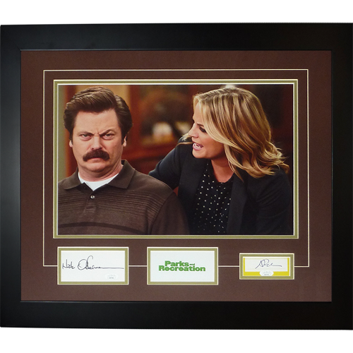 Autographed Nick Offerman And Amy Poehler Parks and Recreation Deluxe Framed Piece - JSA-Powers Sports Memorabilia