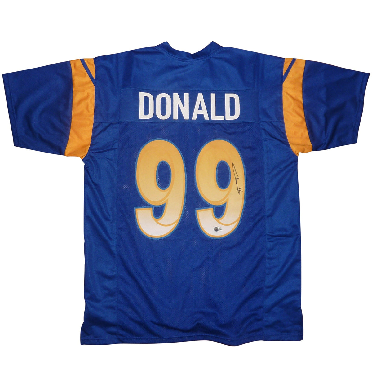 Autographed Aaron Donald Los Angeles (Blue #99) Custom Jersey - Beckett-Powers Sports Memorabilia