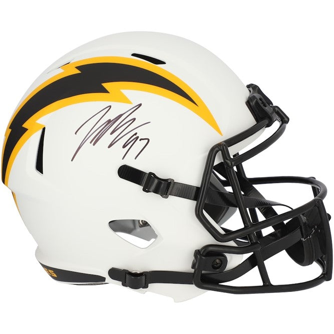 Autographed Joey Bosa Los Angeles Chargers (LUNAR) White Mini Helmet-Powers Sports Memorabilia