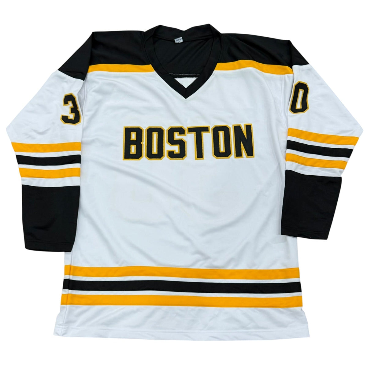 Autographed Gerry Cheevers Boston Bruins (White #30) Custom Jersey w/ "HOF 85" - JSA