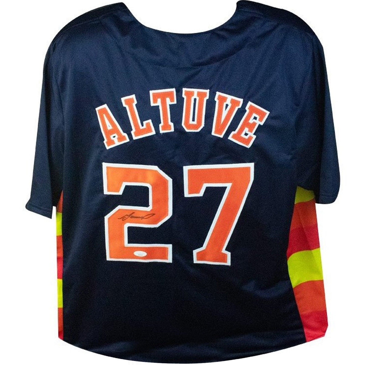 Autographed Jose Altuve Houston (Navy Blue #27) Custom Jersey - Beckett-Powers Sports Memorabilia