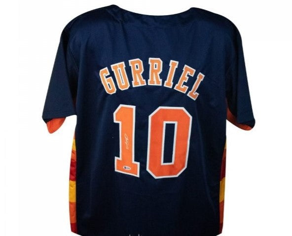 Autographed Yuli Gurriel Houston Astros (Navy Blue #10) Jersey - Beckett-Powers Sports Memorabilia