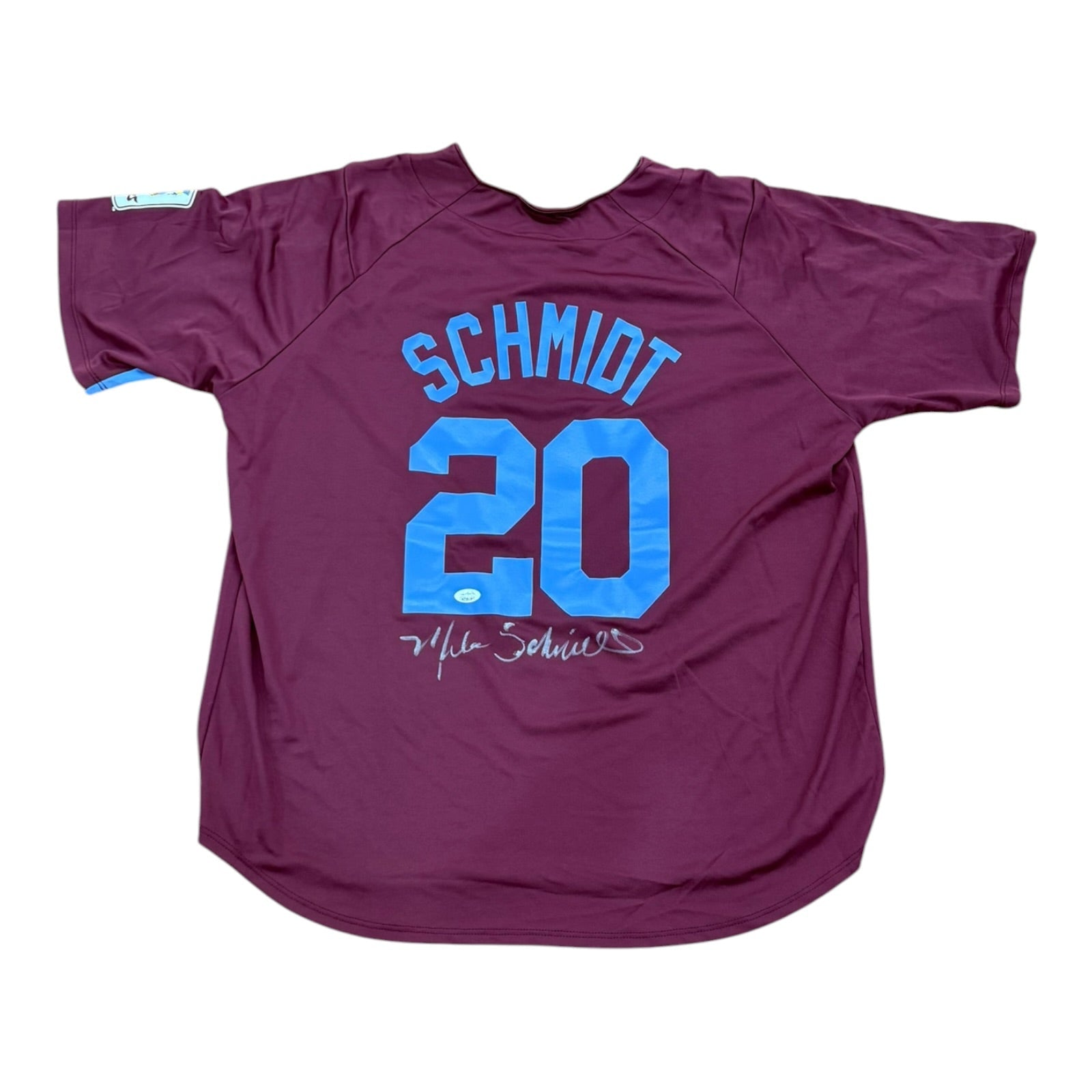 Autographed Mike Schmidt Philadelphia Phillies (Maroon #20) Cooperstown Collection Jersey - JSA-Powers Sports Memorabilia