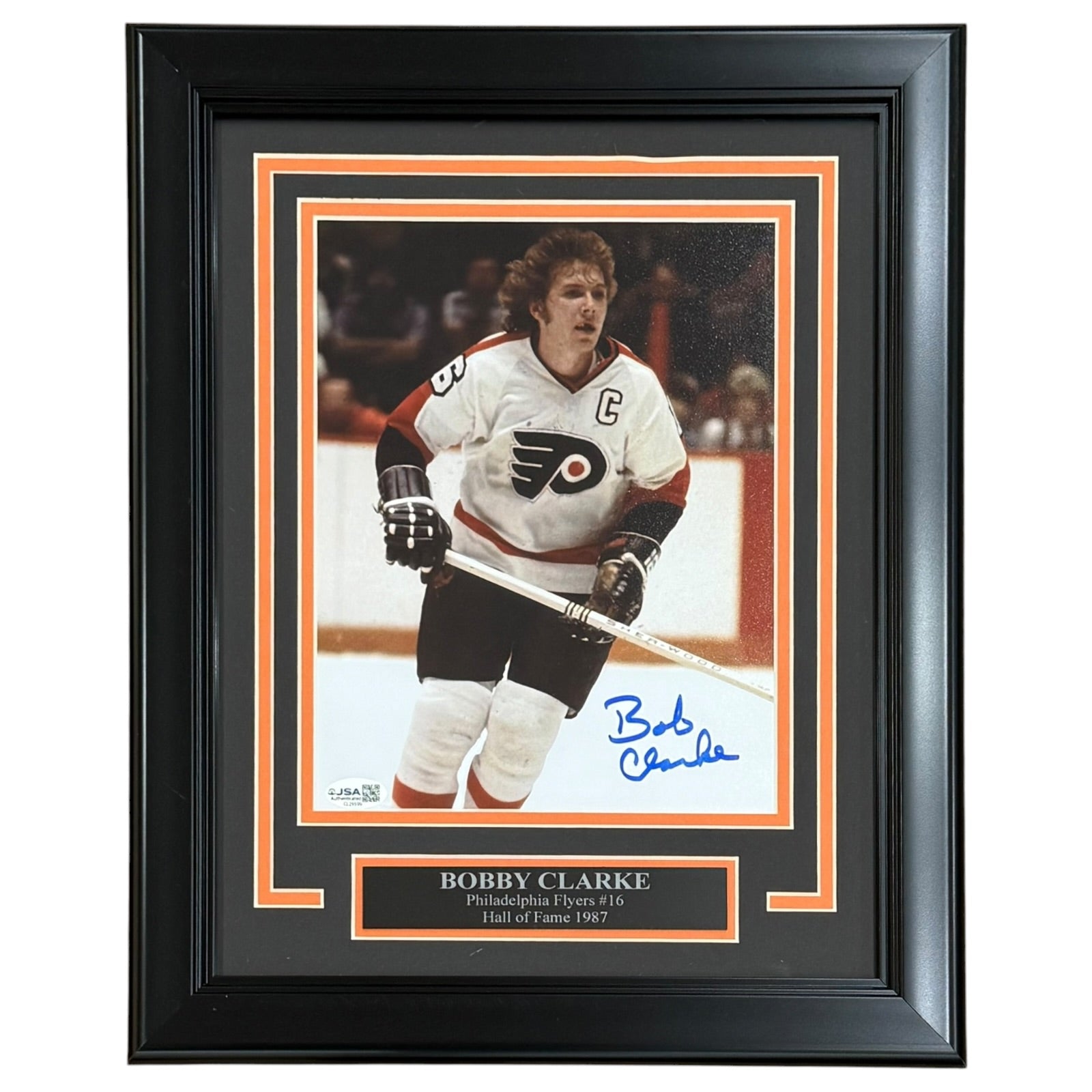 Autographed Bobby Clarke Philadelphia Flyers Deluxe Framed 8x10 Photo - JSA-Powers Sports Memorabilia